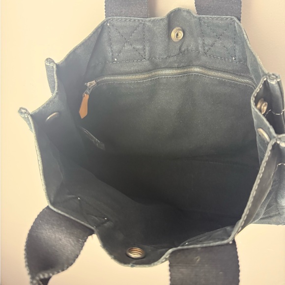 Hermes Black Canvas Bag with silver snap closure - Picture 6 of 9